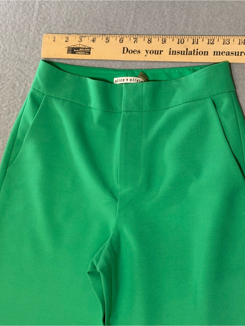 Alice + Olivia Green Wide Leg Cuffed Pants Trousers Women's Size 6 Kelly Green - Picture 7 of 7